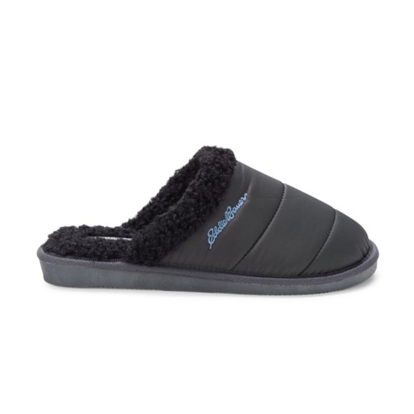 EDDIE BAUER Quilted Faux Lined Slippers Women's Black Large 9/10 - Picture 1 of 8